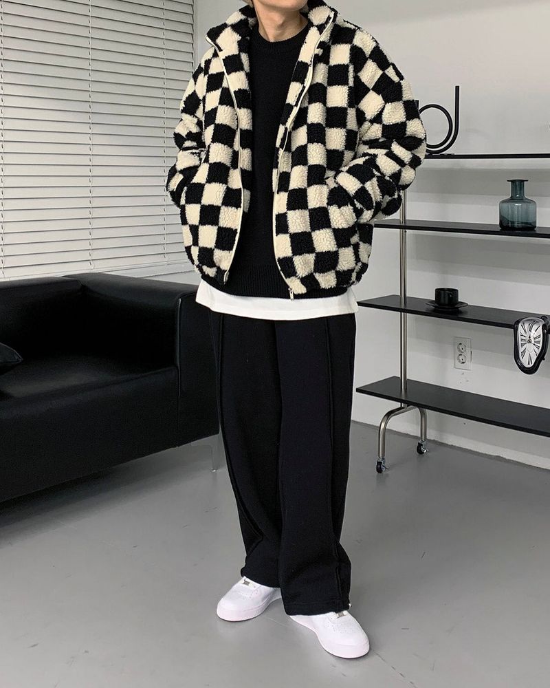 UI Wool Check Turtleneck Zip-Up (2 colors)