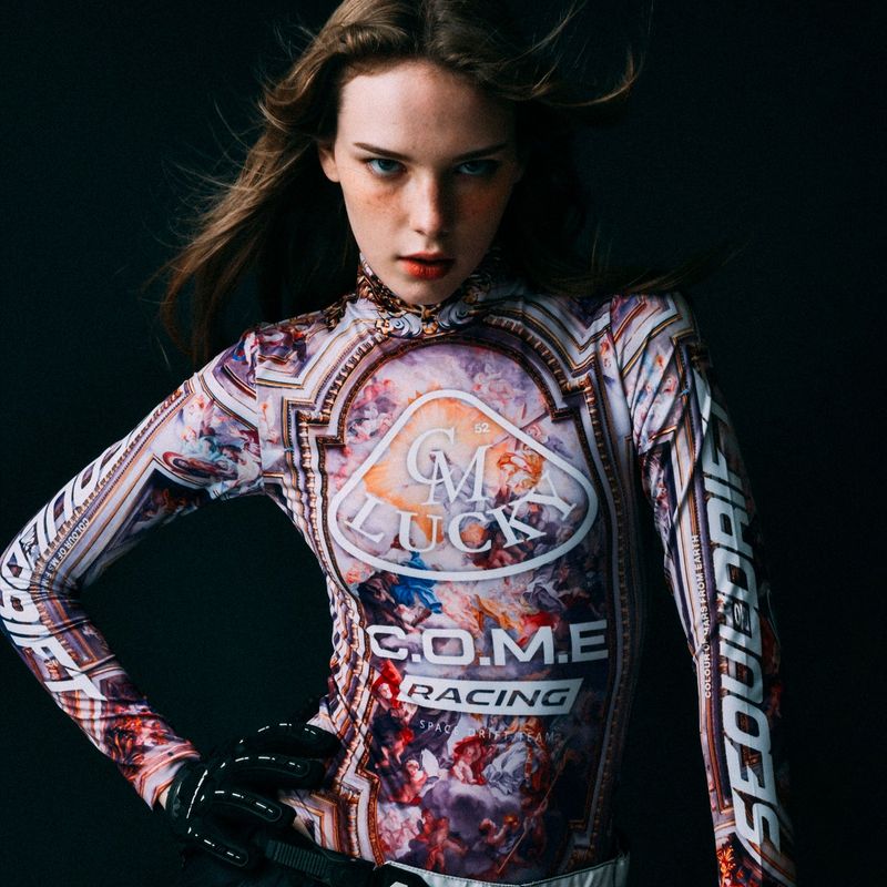 C.O.M.E（シーオーエムイー）の「[WOMEN] High-neck Racing Bodysuit (Pink)（Tops）」