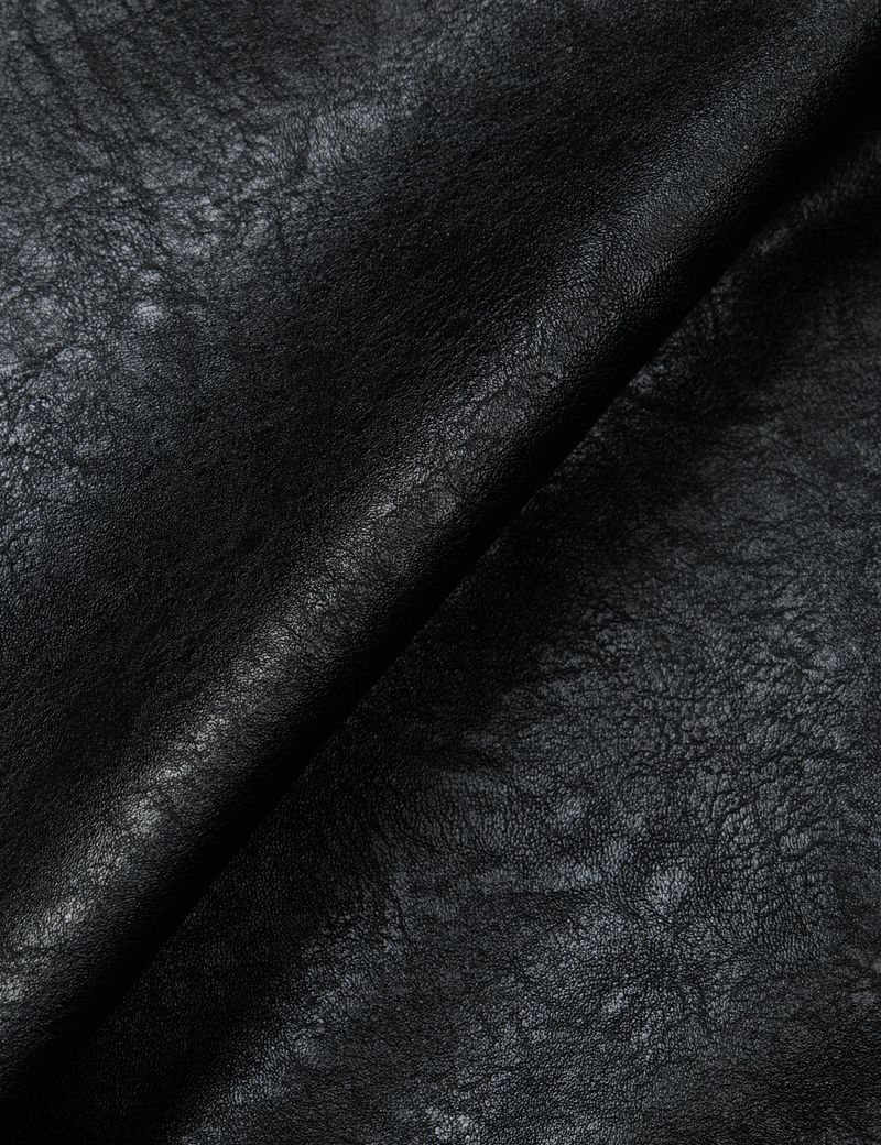 VEGAN LEATHER HOODED JACKET(BLACK)