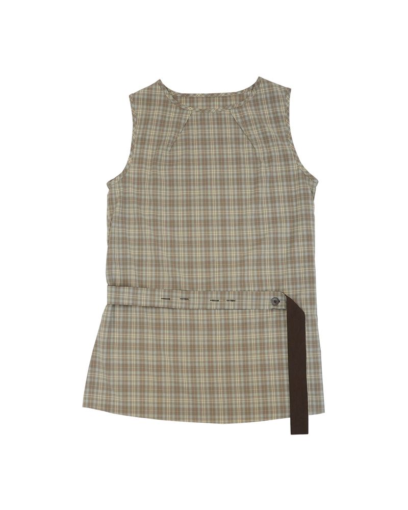 check button dress / brown
