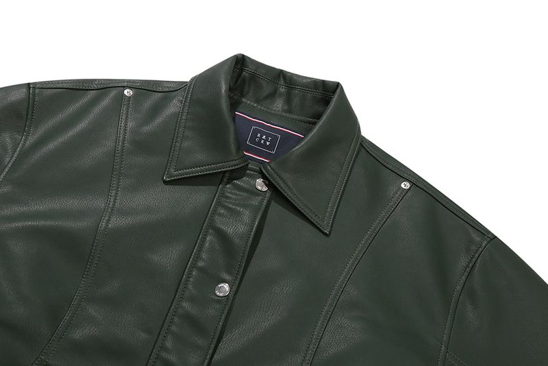 VEGAN LEATHER BIKER JACKET_GREEN