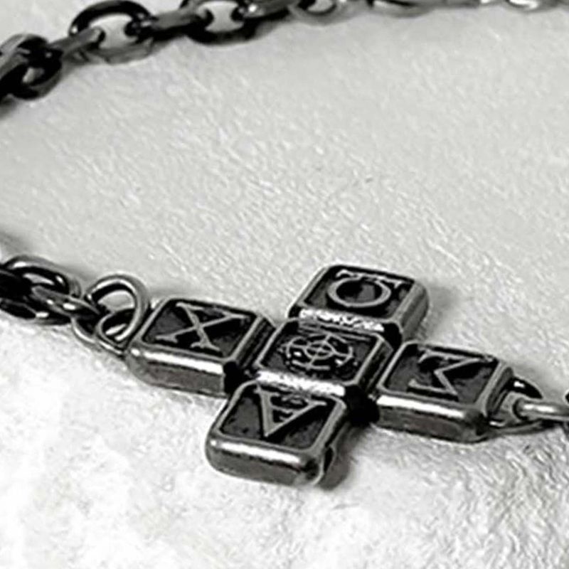 ss-Riversivle symbol cross bracelet_black