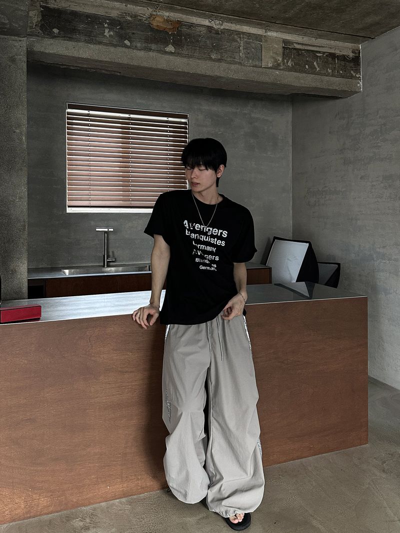 Vein Nylon Track Wide Pants