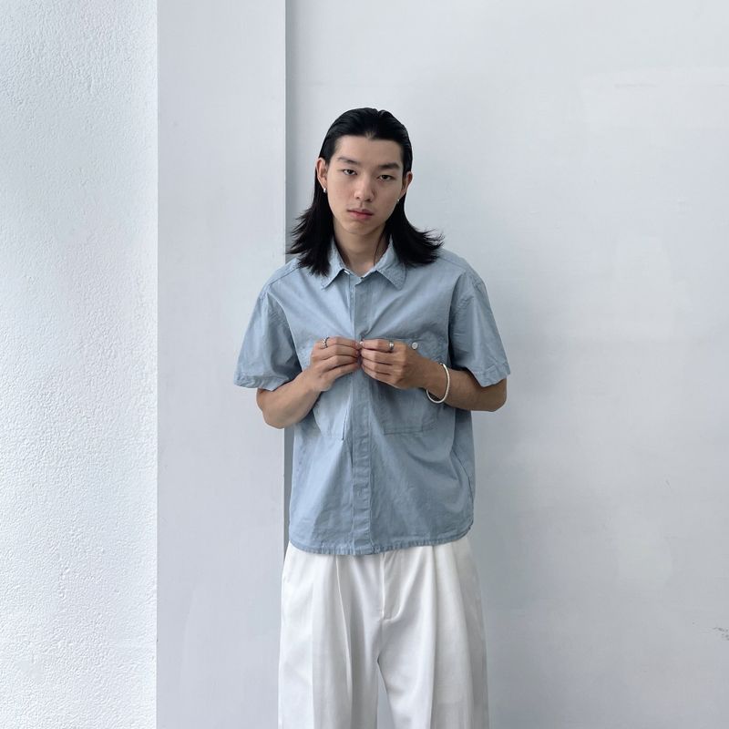 Mist Blue Double-Pocket Shirt