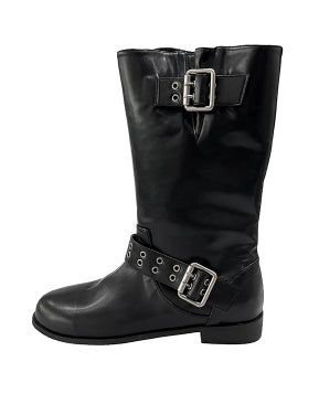 eyelet buckle middle long boots