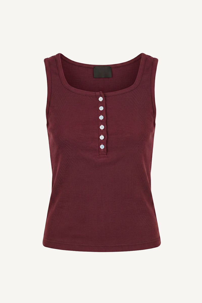 Button ribbed sleeveless