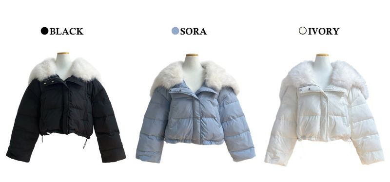 Ice Bloom Fur-Collar Duck Down Short Puffer