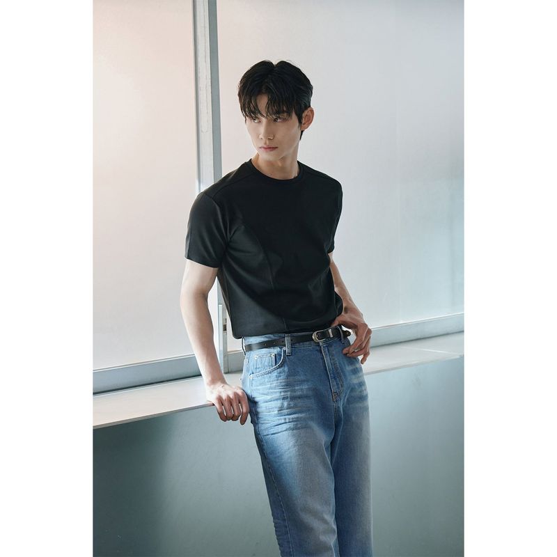[Muscle fit] Cool curve half t-shirts(Black)