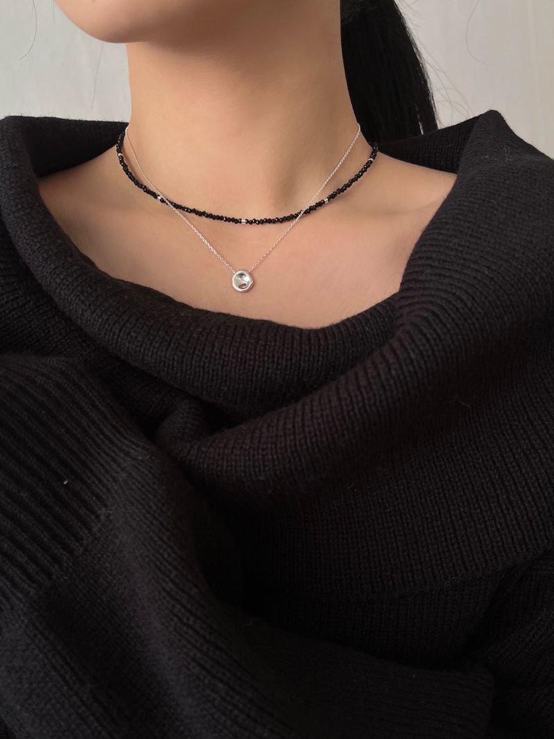 (silver925) Black spinel necklace