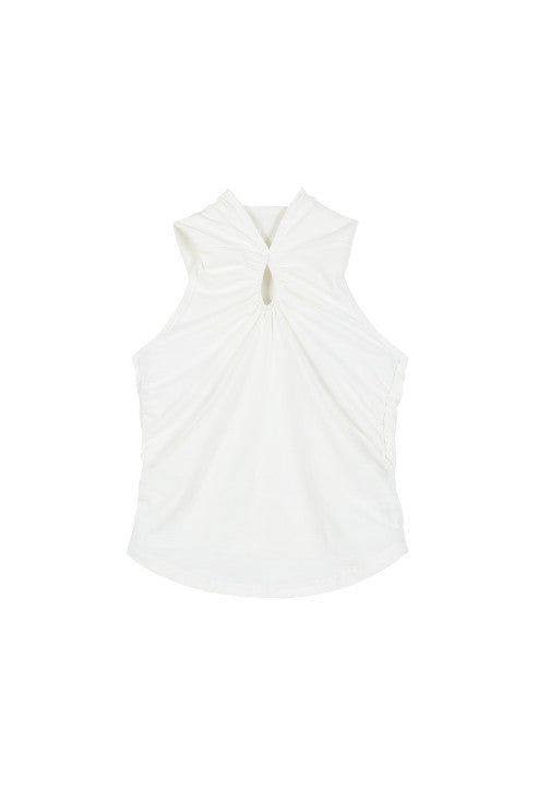 Hood Halter Sleeveless Top (WHITE)