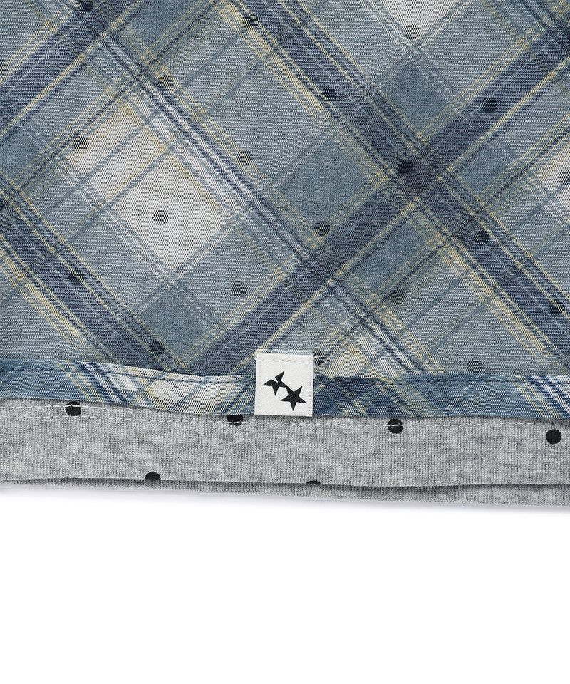 SHEER CHECK LAYERED LS TEE BLUE(CV2GFFT557A)