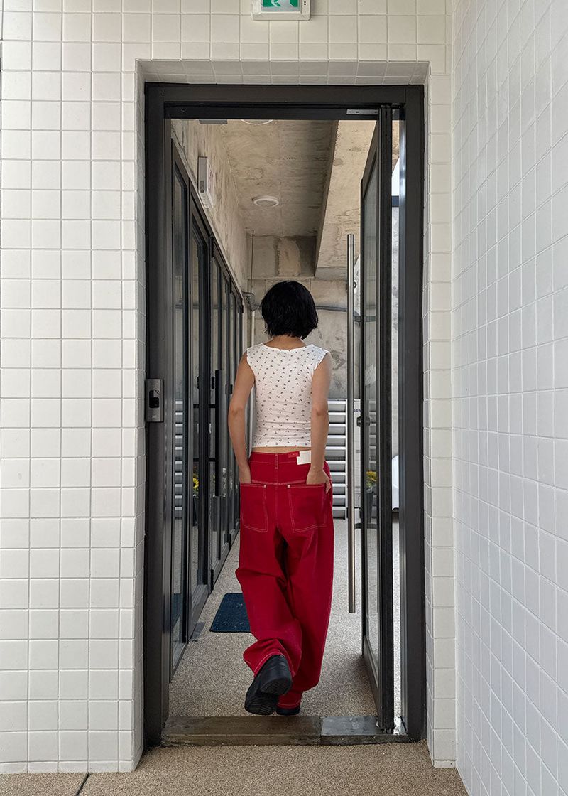 COLOR STITCH WIDE PANTS