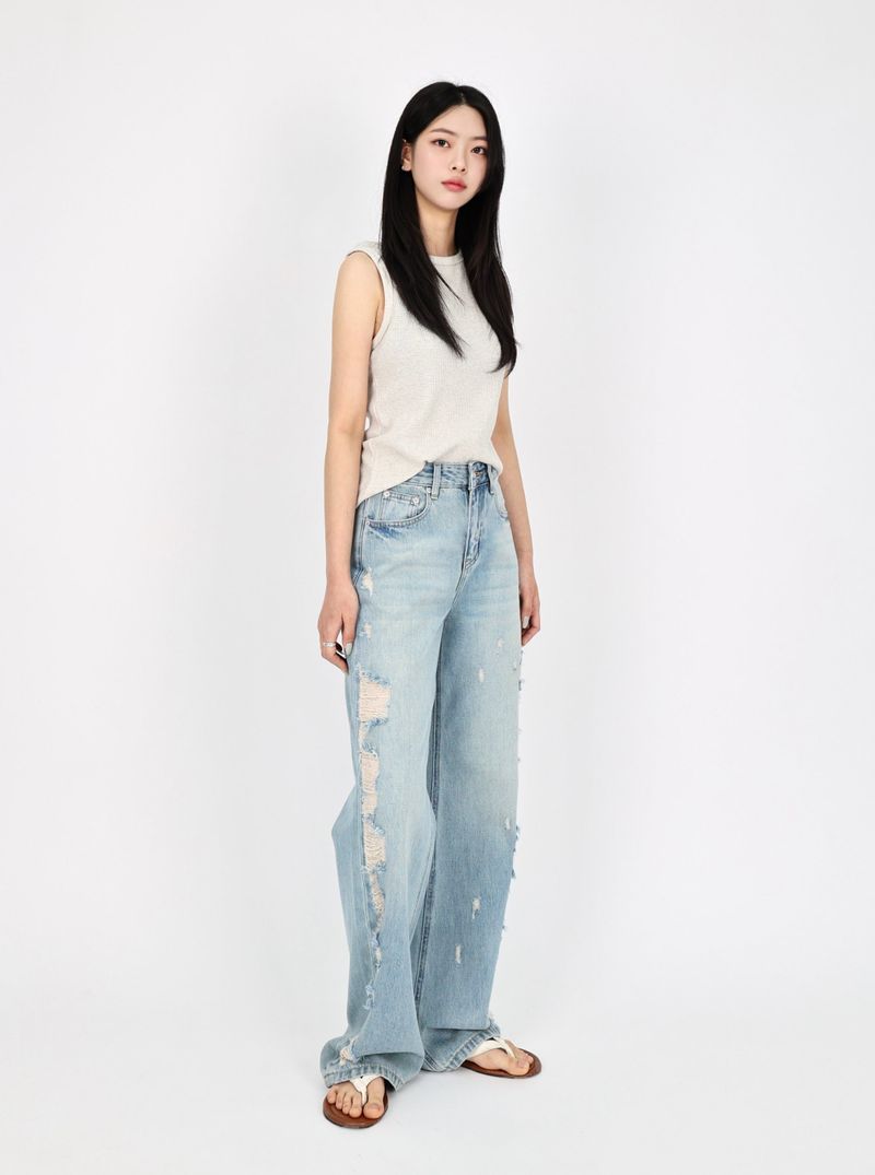 TEEN DESTROYED SLIM WIDE DENIM code 26231