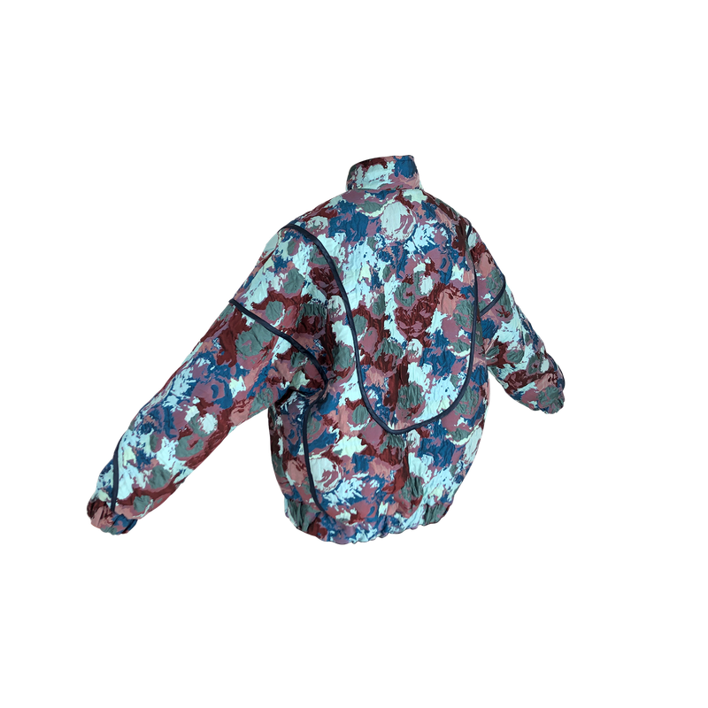 BLUE FLOWER ORBIT BOMBER JACKET