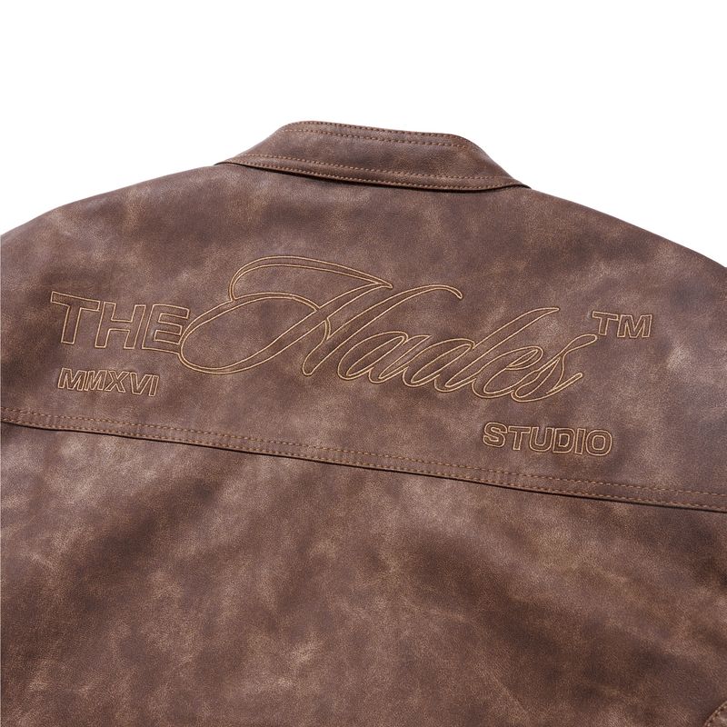 HADES BROWN WAX BIKER JACKET