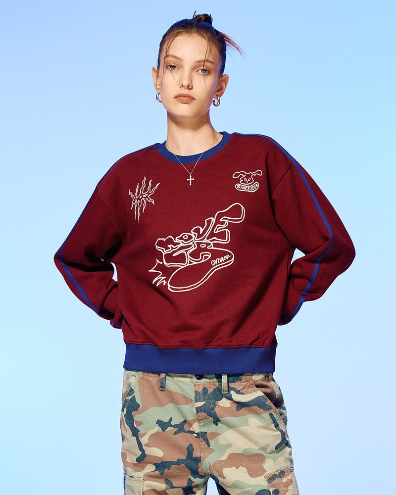 OLD SPORTS TEAM SWEATSHIRT-BURGUNDY