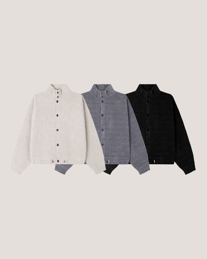 (UNISEX) ベロア ハイネック カーディガン
