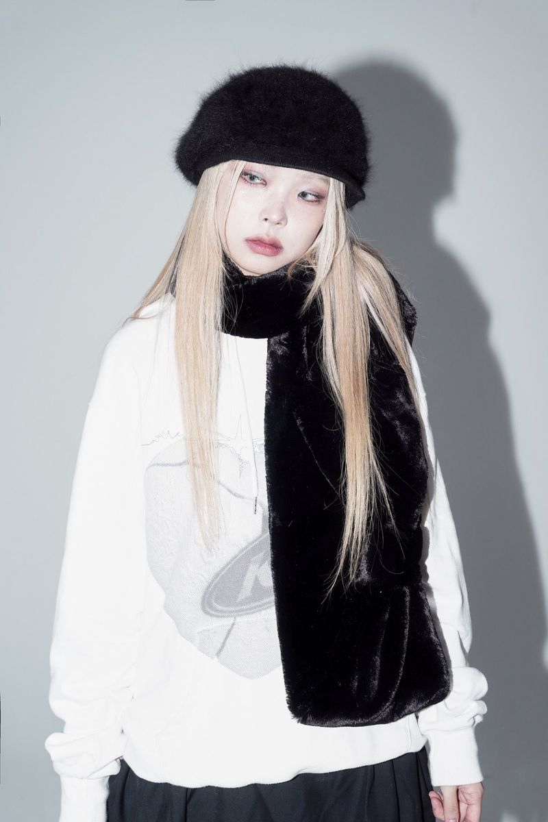 Ribbon Muffler_Fur black