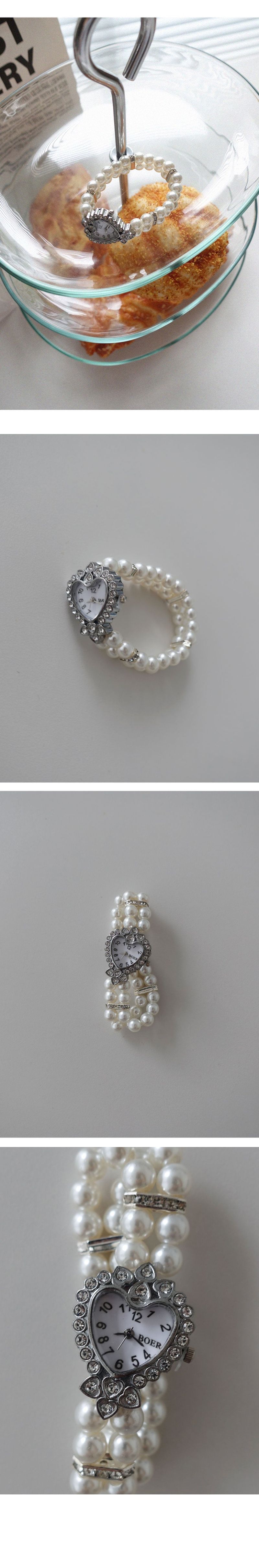 HEART CLOCK PEARL BRACELET