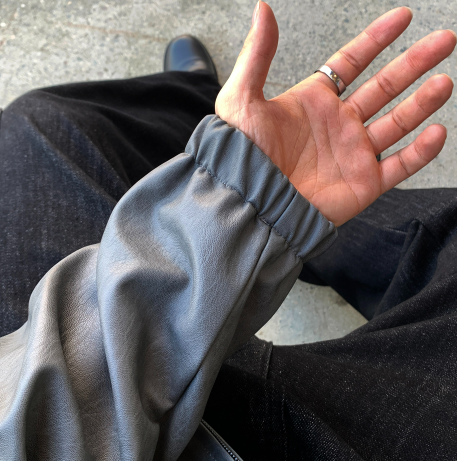 Waini Crack Two-Way Semi-Over Leather Jacket