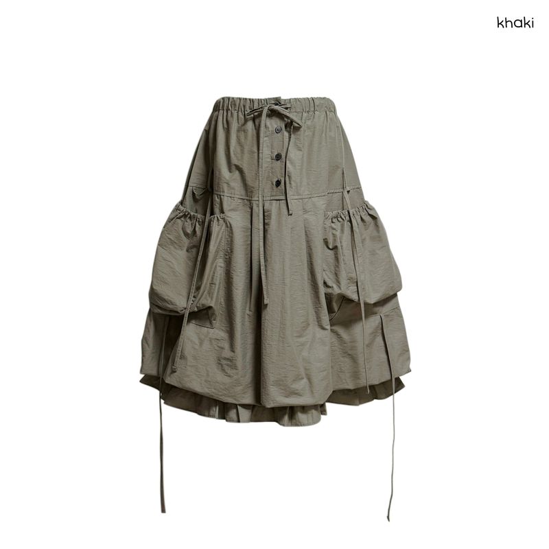 (3color) Frill Around Pocket Balloon Skirt