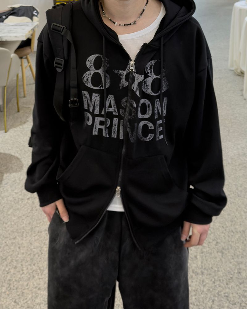 Dakel Vintage Graphic Zip-Up Hoodie