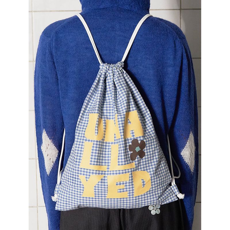 LOGO GINGHAM CHECK GYM SACK / BLUE