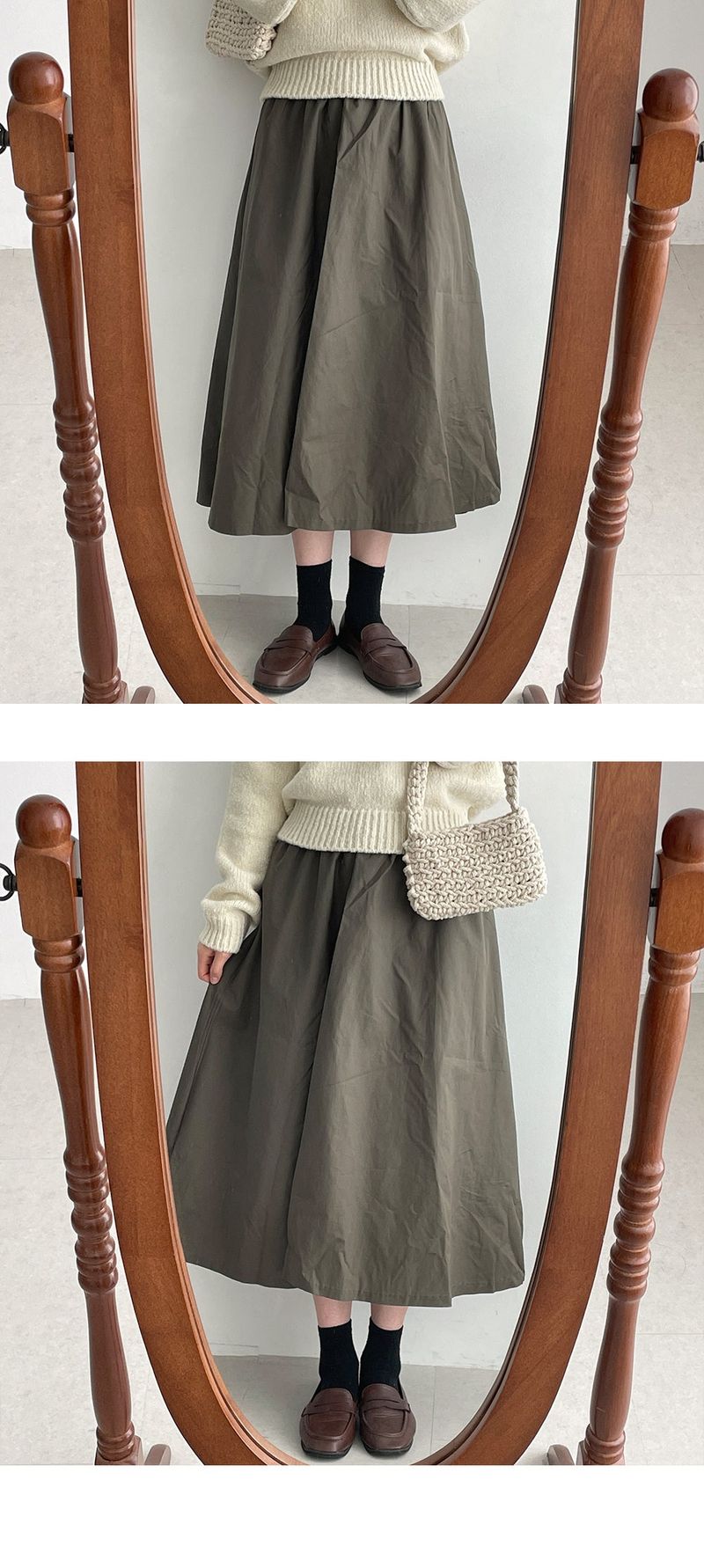 banding flare skirt