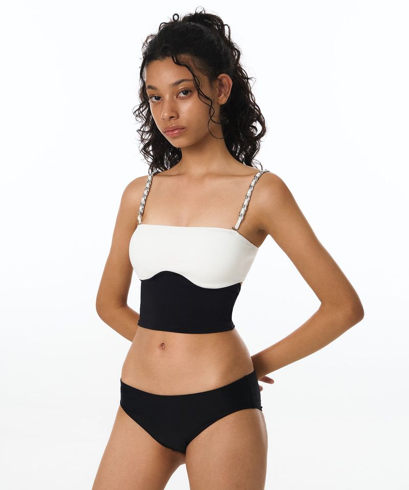 VINAJ(ビナジェイ)の「Chain Contrast Tube Top Bikini Bra (White)(Swimwear)」