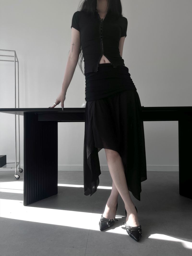 moisture shirring midi skirt (3color)