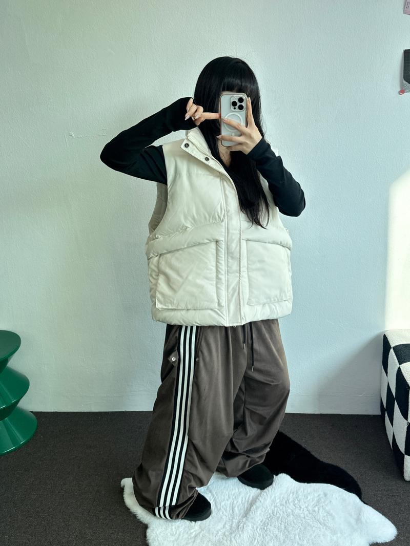 OVER WIDE VEST PADDING🩶🤍🖤☁ - 4 COLORS
