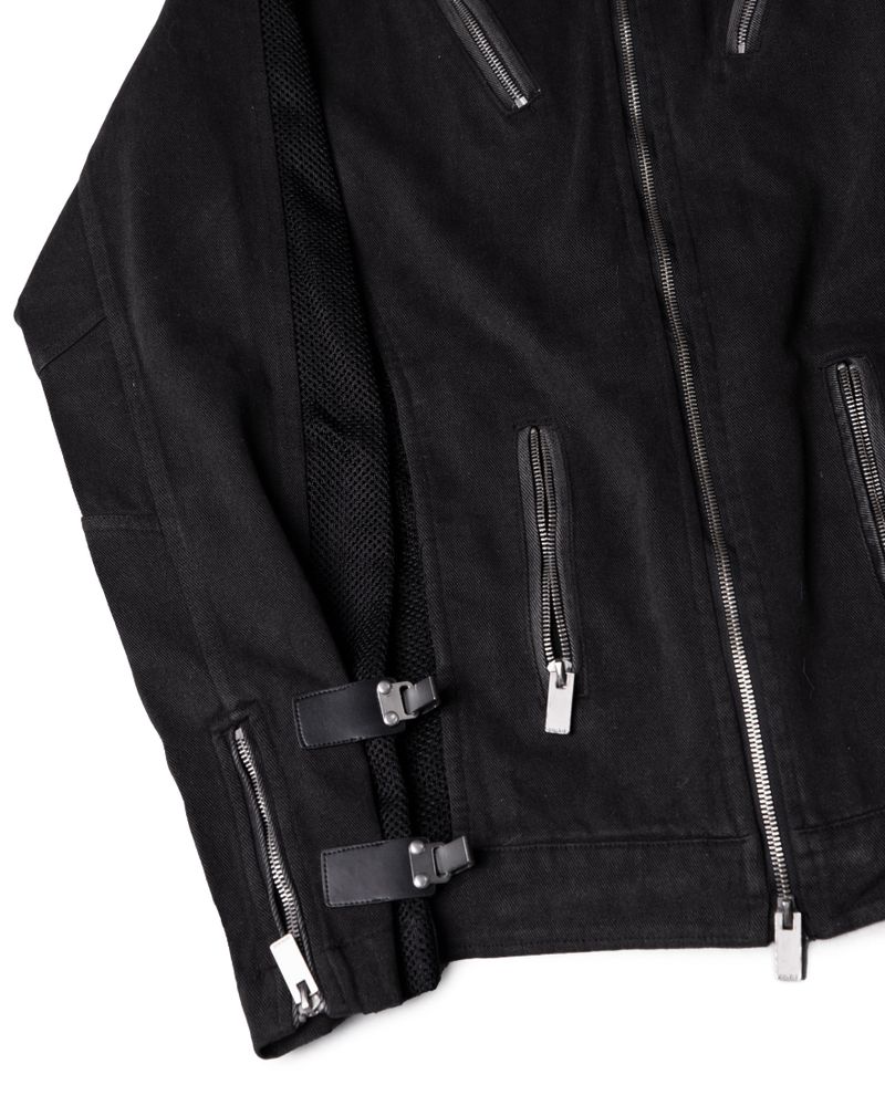 MULTI BUCKLE WASHED DENIM JACKET