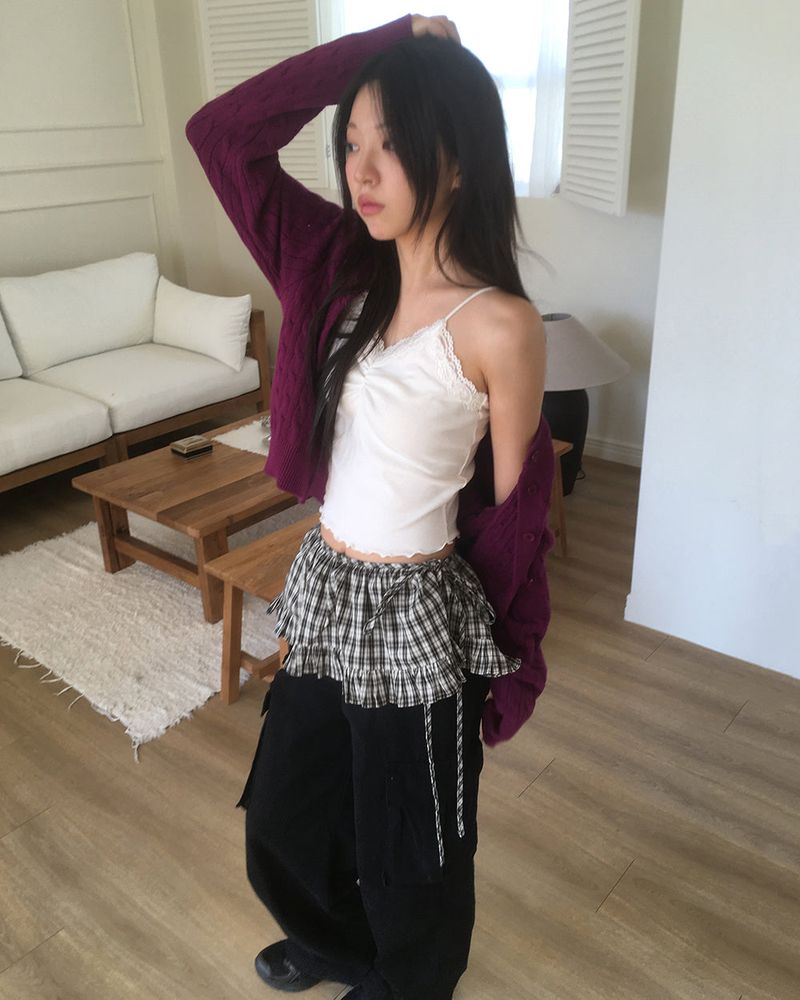 WONDER WONDER(ワンダーワンダー)の「Esseon Checkered Layered Mini Wrap Skirt(Skirts)」