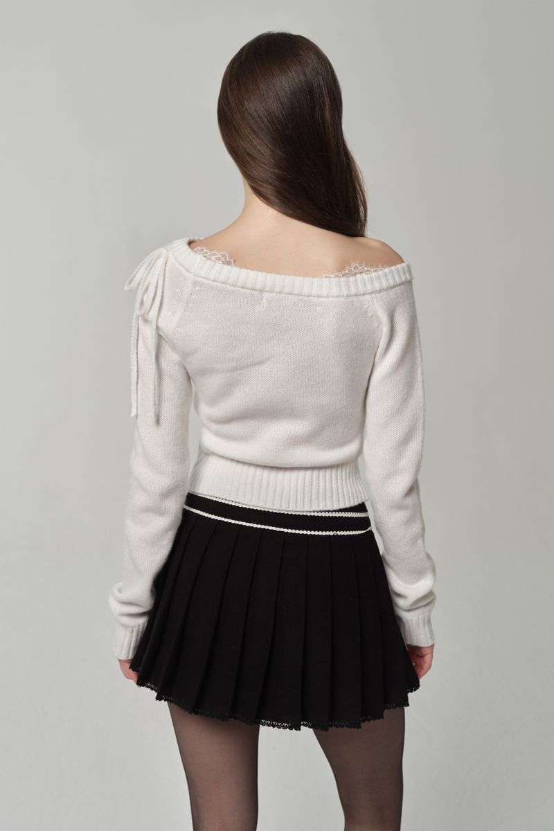 Rosy cake cable knit, White
