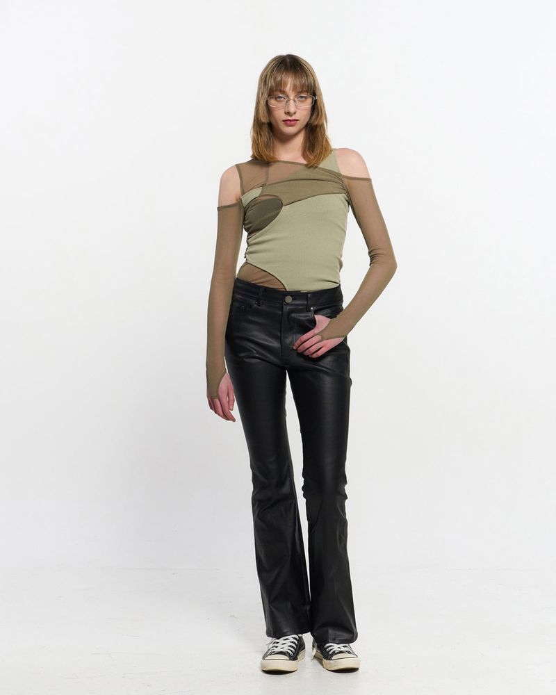 In&Out Knitted Top _  OLIVE GREEN