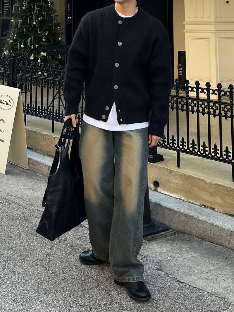 Brush wool cardigan