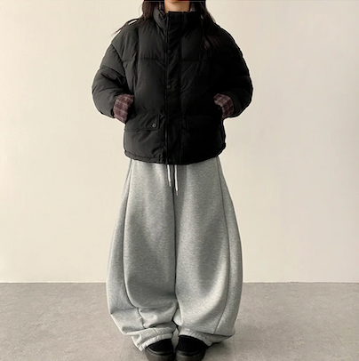 Daring checkered lining point short padded coat