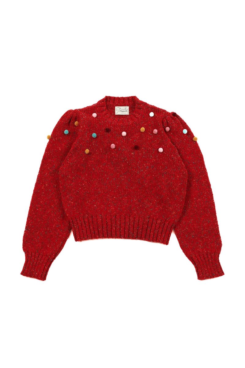 POPPALS（ポップパルズ）の「Pom Pom Mix Knit [Red]（Tops）」