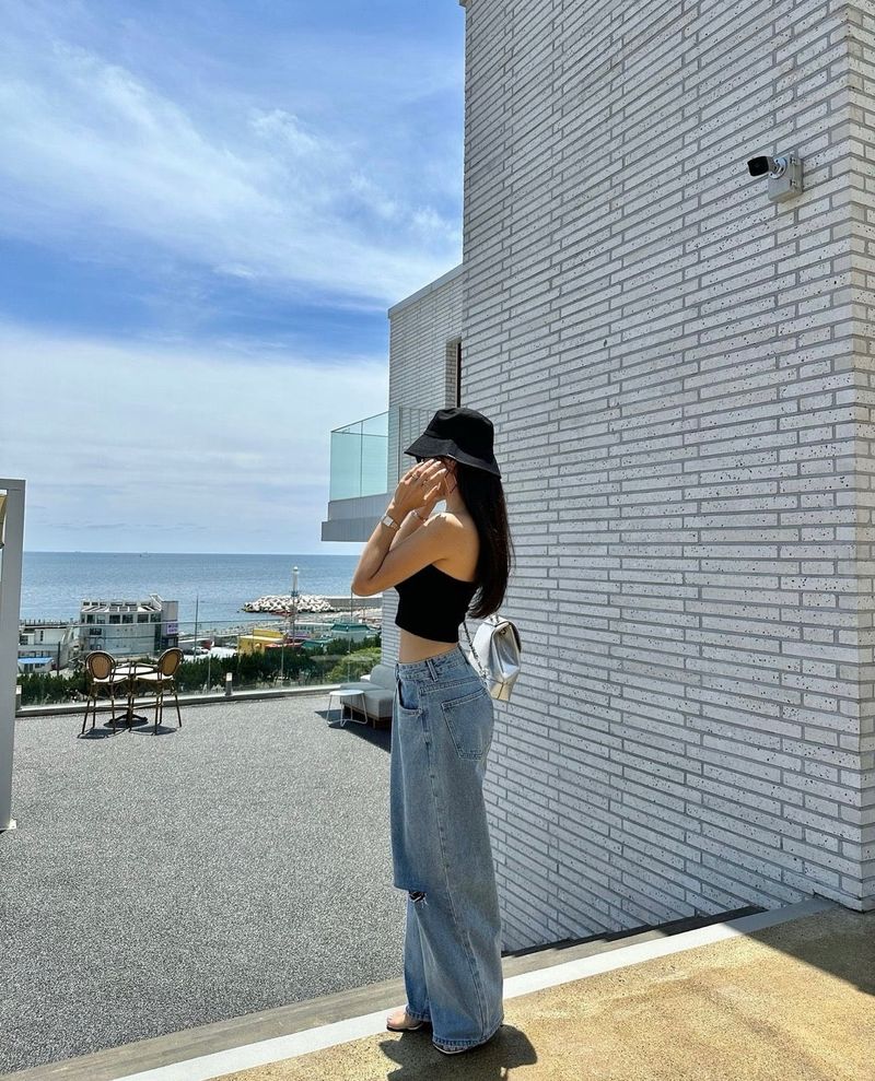 DESTROYED WIDE DENIM PANTS code 21006