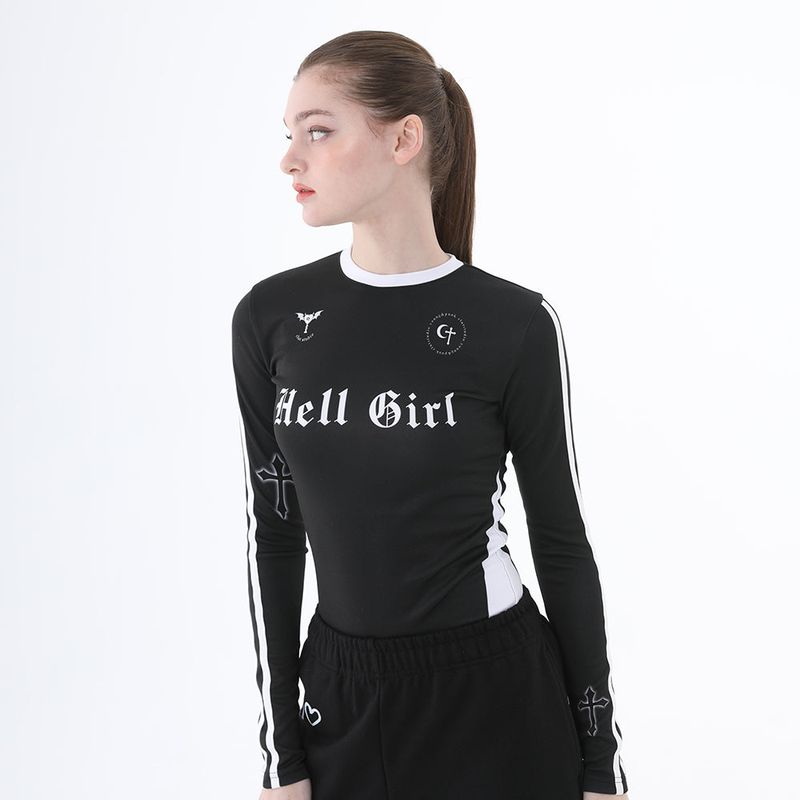 0 5 hell girl line top - BLACK
