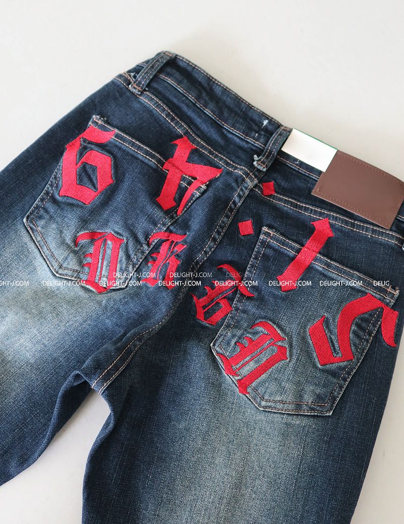 hip lettering bootcut jeans