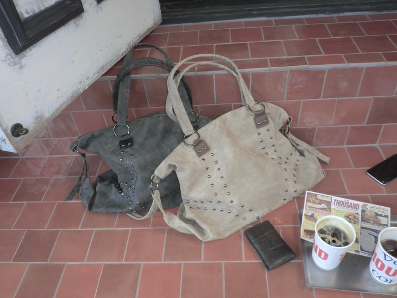 Vintage Denim Stud Big Shoulder Bag