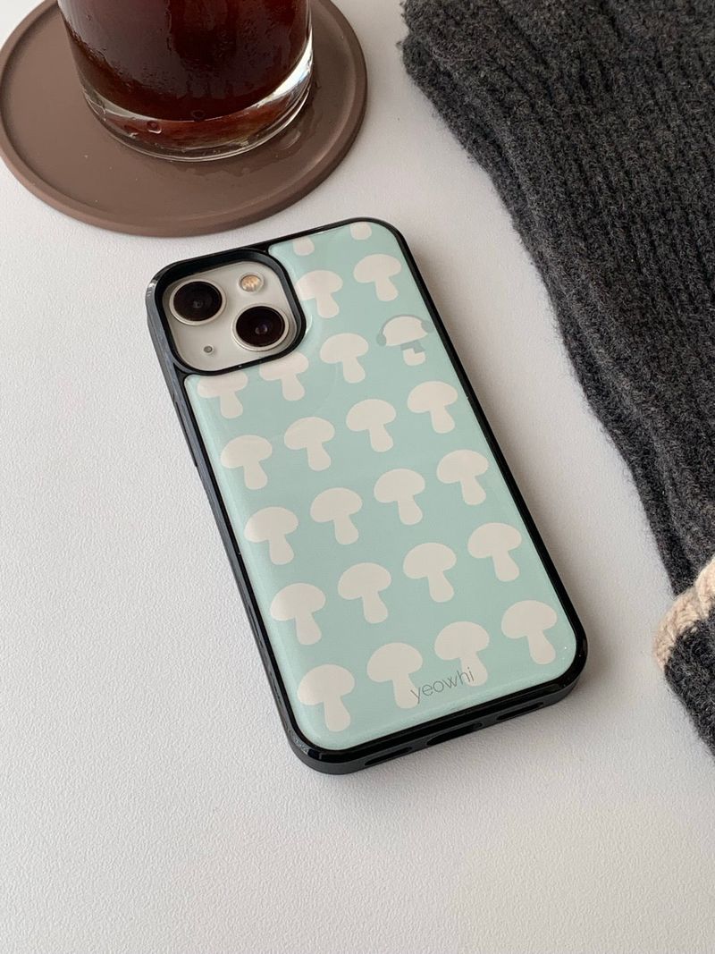 [MADE] mushroom pattern epoxy bumper case_Mint Beige