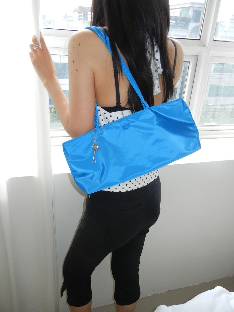 Vivid Slim Nylon Baguette Shoulder Bag