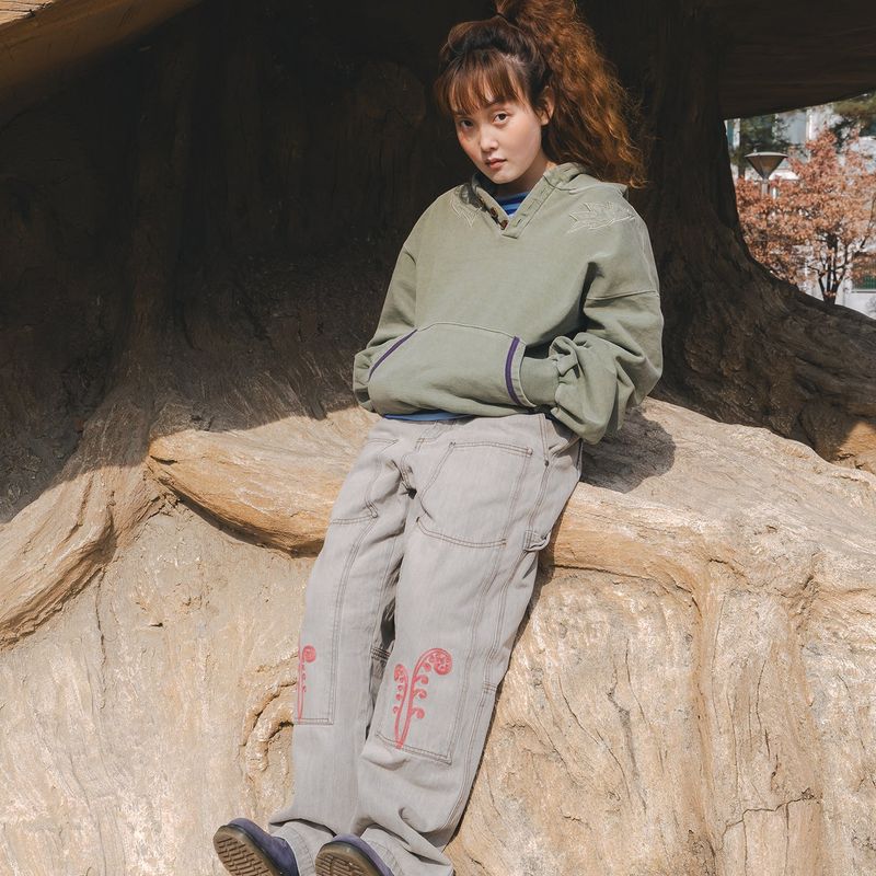 Ptery double knee pants / Light gray