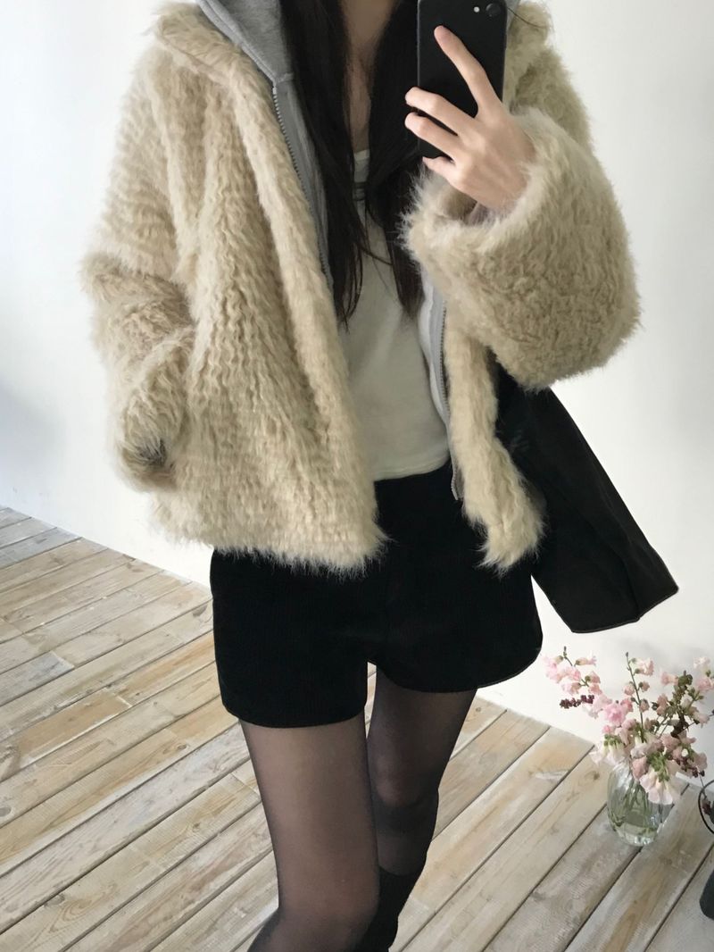 Perry High-Neck Fur Jacket (one color)