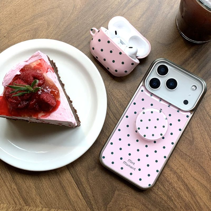 [MADE]ピンクドット シルバーエポキシバンパー iPhoneケース
