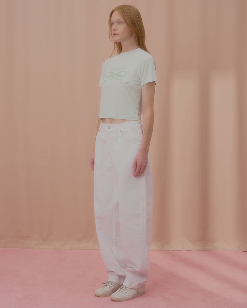 LOVE RIBBON CROP TSHIRT-MINT