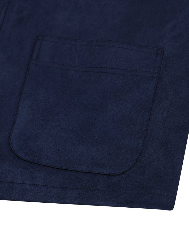 87-STAN033 [Vegan Suede] Bold Waistich Suede Jacket Navy