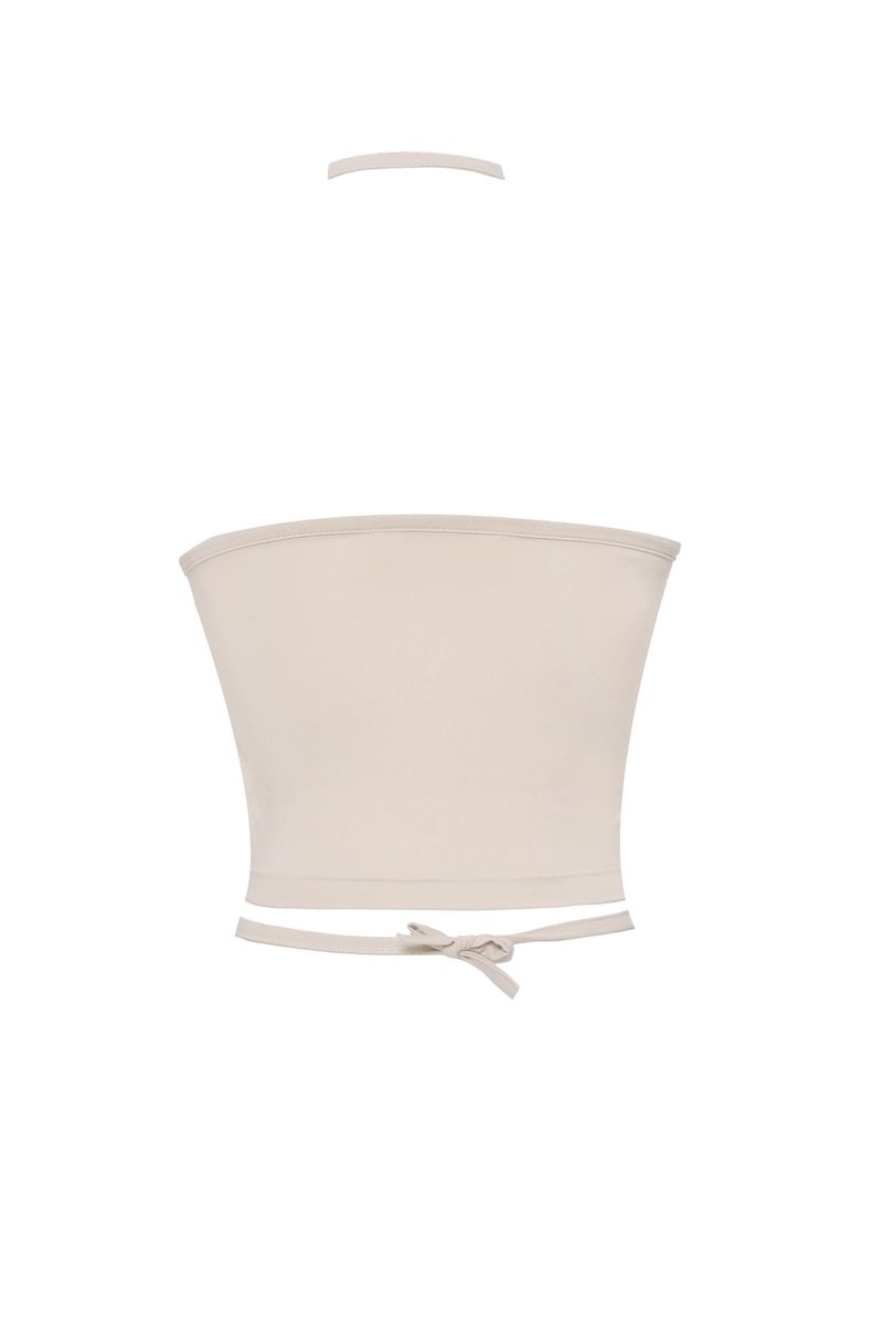 2-way halter span crop sleeveless top (beige)